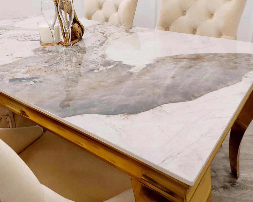 Louis Gold 130cm Ceramic Marble Coffee Table - 3 Colors