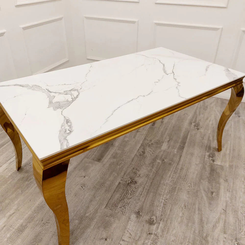 Louis Gold 120cm Ceramic Marble Console Table - 3 Colors