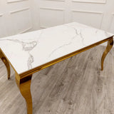 Louis Gold Ceramic Sintered Stone & Chrome Dining Table 3 Colours-Esme Furnishings