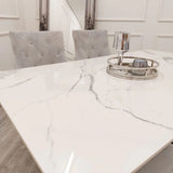 Lucien 160cm Chrome Ceramic White Dining Table