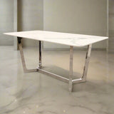 Lucien 160cm Chrome Ceramic White Dining Table