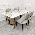 Lucien 180cm Gold Dining Table with Pandora Gold Sintered Stone Top-Esme Furnishings