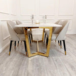 Lucien 180cm Gold Dining Table with Pandora Gold Sintered Stone Top-Esme Furnishings