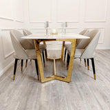 Lucien 180cm Gold Dining Table with Pandora Gold Sintered Stone Top-Esme Furnishings