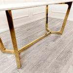 Lucien 180cm Gold Dining Table with Pandora Gold Sintered Stone Top-Esme Furnishings