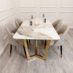 Lucien 180cm Gold Dining Table with Pandora Gold Sintered Stone Top-Esme Furnishings