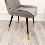 Orion Gold 180cm Dining Table with Polar White Ceramic Marble Top + Luna Plush Velvet Dining Chairs