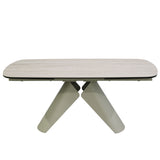 Leoni 180-280cm Champagne & Travertine Ceramic Marble Side Extending Dining Table