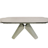 Leoni 180-280cm Champagne & Travertine Ceramic Marble Side Extending Dining Table