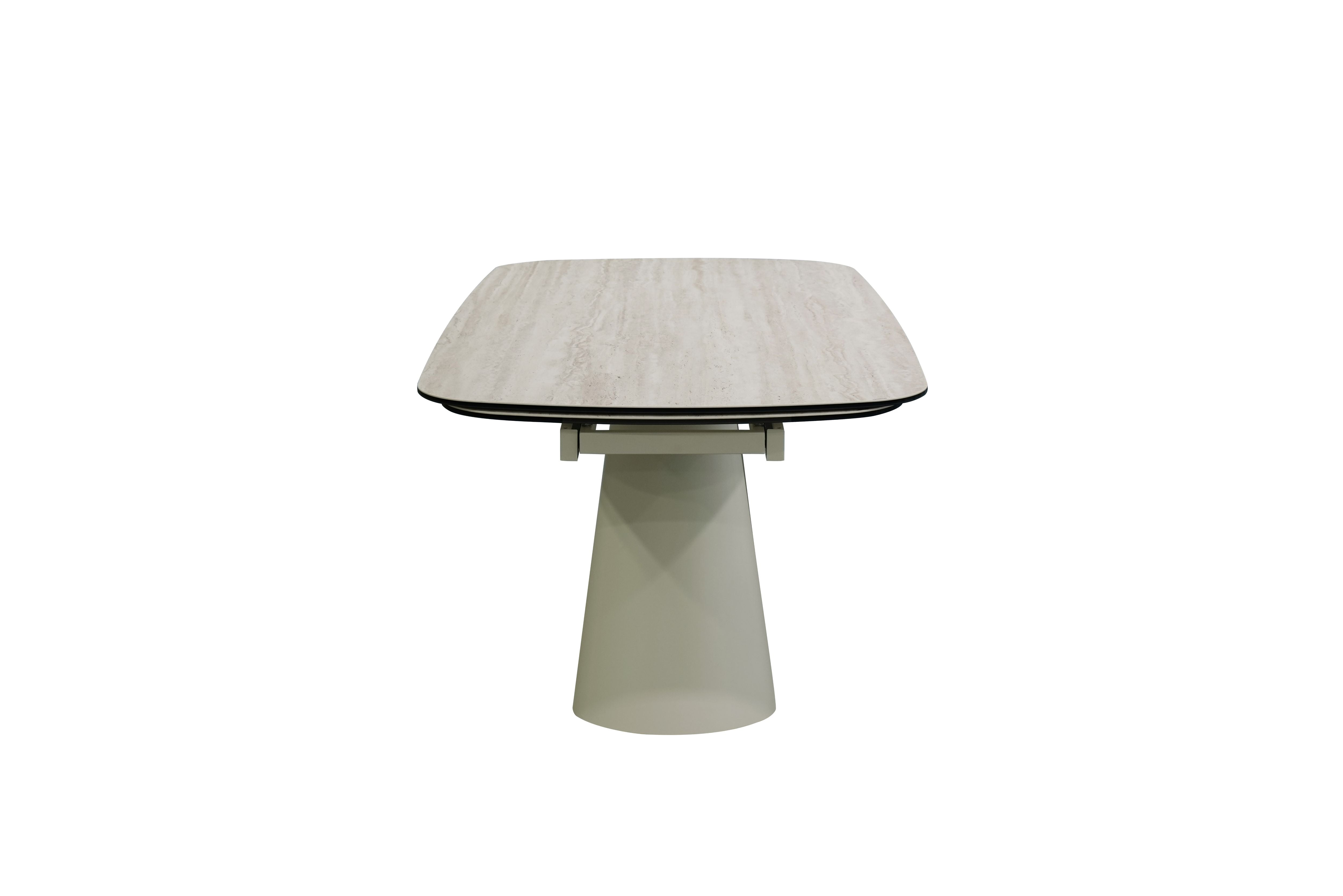 Leoni 180-280cm Champagne & Travertine Ceramic Marble Side Extending Dining Table