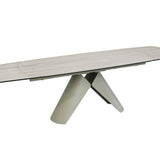 Leoni 180-280cm Champagne & Travertine Ceramic Marble Side Extending Dining Table