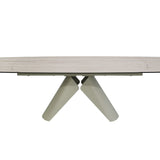 Leoni 180-280cm Champagne & Travertine Ceramic Marble Side Extending Dining Table