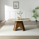 Levente 160cm Italian Brass & White Pandora Classico Ceramic Marble Dining Table