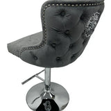 Valente Lion Knocker Quilted Tufted Shimmer Velvet BAR STOOLS - 3 Colours