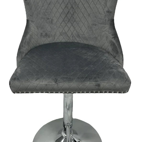 Valente Lion Knocker Quilted Tufted Shimmer Velvet BAR STOOLS - 3 Colours