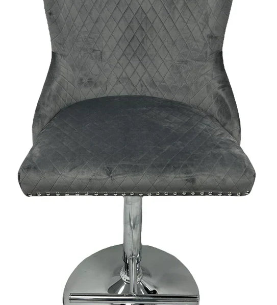 Valente Lion Knocker Quilted Tufted Shimmer Velvet BAR STOOLS - 3 Colours