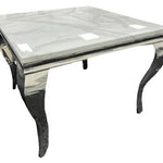Louis 100CM Square Marble & Chrome Dining Table - 3 Colours-Esme Furnishings
