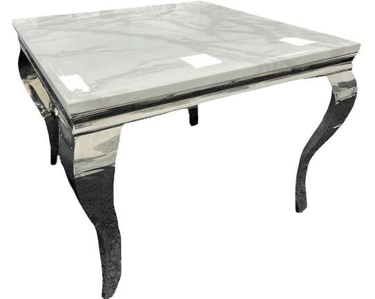 Louis 100CM Square Marble & Chrome Dining Table - 3 Colours-Esme Furnishings