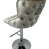 Valente Lion Knocker Quilted Tufted Shimmer Velvet BAR STOOLS - 3 Colours