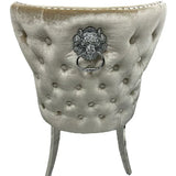 Arianna Marble & Chrome Dining Table With Shimmer Valente Lion Knocker Chairs