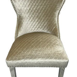 Louis Marble & Chrome Dining Table With Shimmer Valente Lion Knocker Chairs