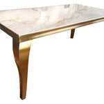 Louis 180cm Ceramic Marble & Chrome Dining Table 2 Colours-Esme Furnishings