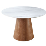 Lilian 120cm Walnut & White Ceramic Round Marble Dining Table