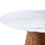 Lilian 120cm Walnut & White Ceramic Round Marble Dining Table