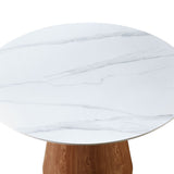 Lilian 120cm Walnut & White Ceramic Round Marble Dining Table