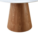 Lilian 120cm Walnut & White Ceramic Round Marble Dining Table