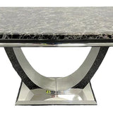 Arial 180CM Marble & Chrome Dining Table - 7 Colours