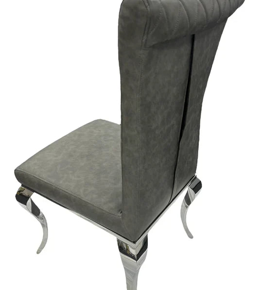 Nicole Dark Grey Leather Cross Stitch Dining Chair