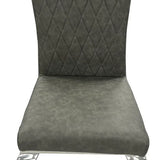 Nicole Dark Grey Leather Cross Stitch Dining Chair