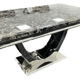 Arial 200CM Marble & Chrome Dining Table - 6 Colours