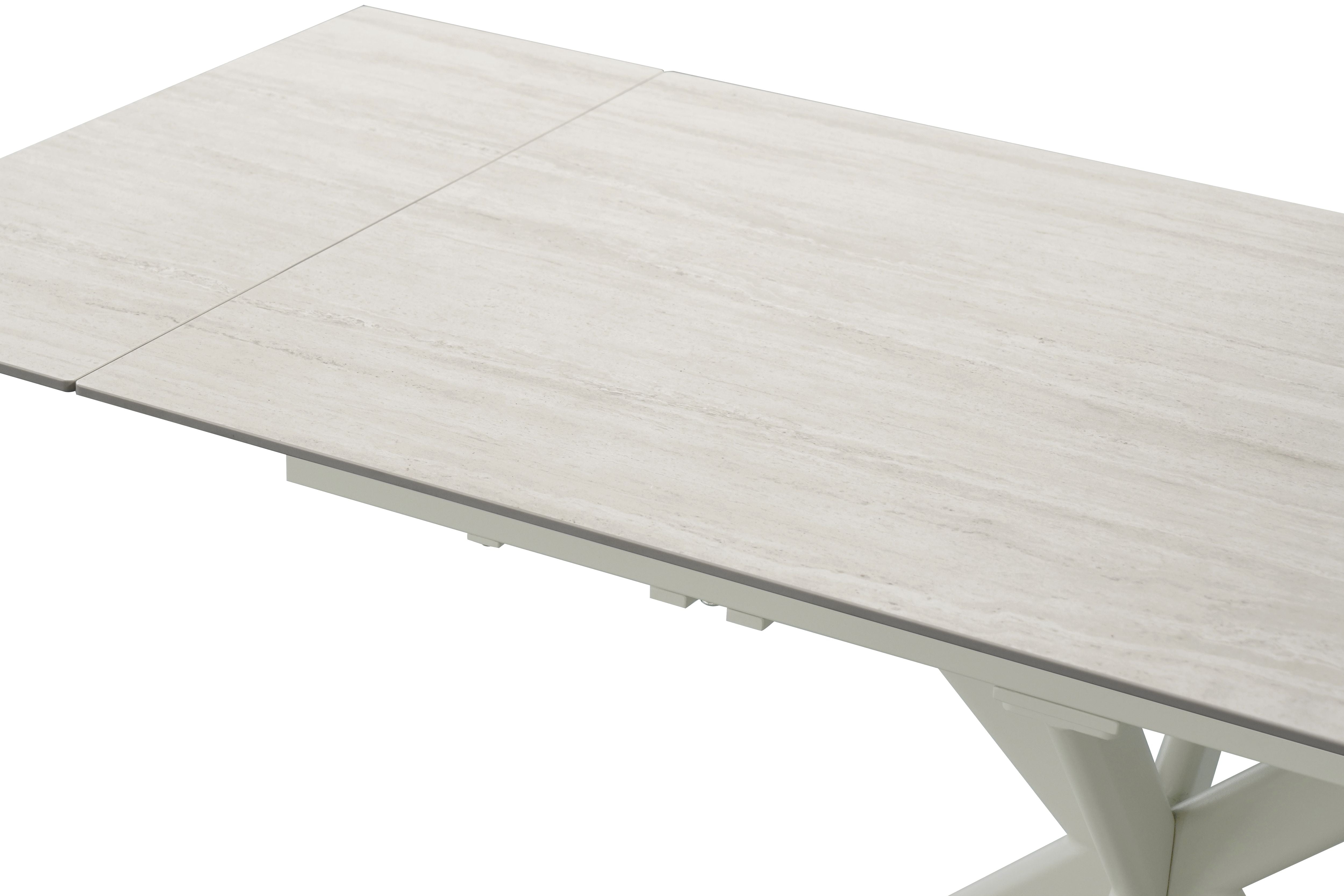 Lucia 120-180cm Sandy Beige Ceramic Marble Side Extending Dining Table