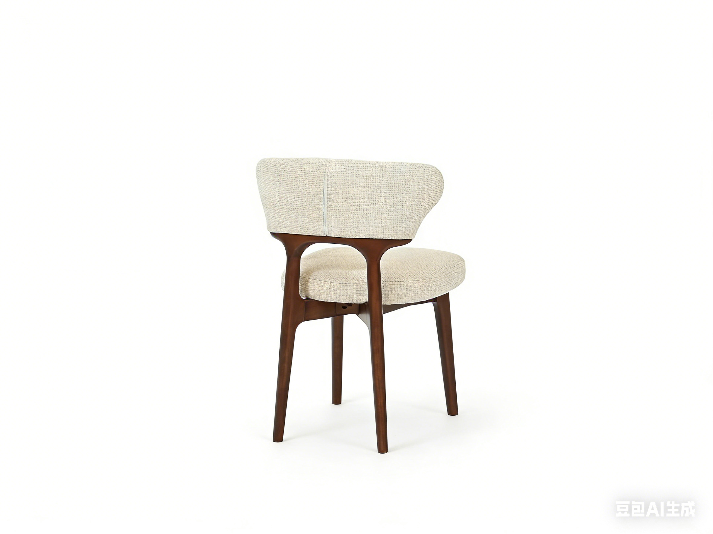 Luciana Walnut Wood & Cream Fabric Dining Chair