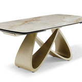 Ludovica 180-260cm Italian Grey Sunset Vein Cloud Ceramic Marble Side Extending Dining Table