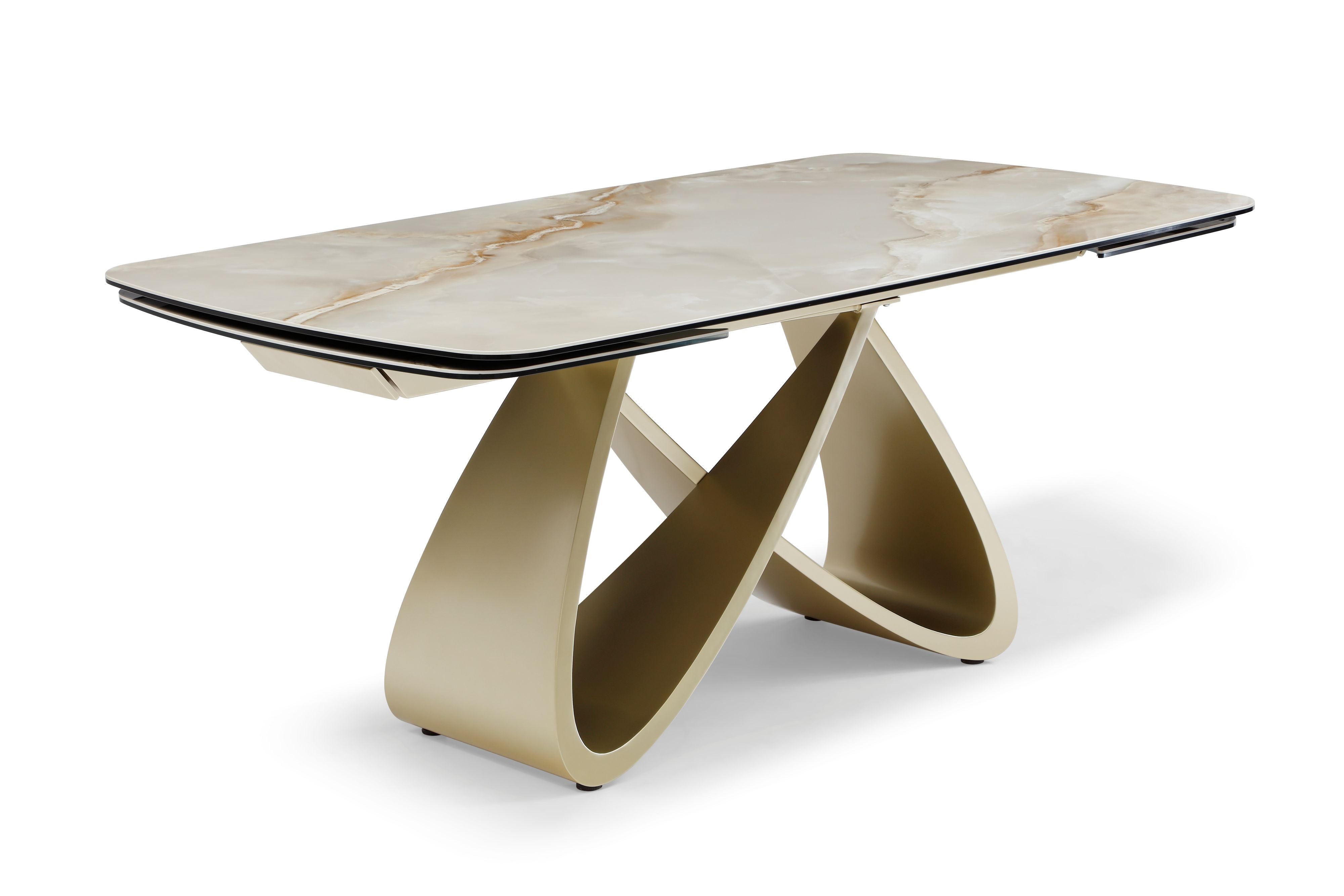 Ludovica 180-260cm Italian Grey Sunset Vein Cloud Ceramic Marble Side Extending Dining Table