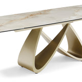 Ludovica 180-260cm Italian Grey Sunset Vein Cloud Ceramic Marble Side Extending Dining Table