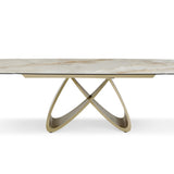 Ludovica 180-260cm Italian Grey Sunset Vein Cloud Ceramic Marble Side Extending Dining Table