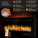 Luminis Black 60" WI-FI Insert Electric Fire 10 Colour LED Glass Wall Mounted Inset