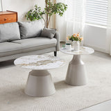 Luna Matt Grey & Pandora Ceramic Marble Set of 2 Nest Of Tables