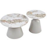 Luna Matt Grey & Pandora Ceramic Marble Set of 2 Nest Of Tables