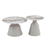 Luna Matt Grey & Pandora Ceramic Marble Set of 2 Nest Of Tables