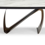 Lusso 180-260cm Italian Brushed Brass & Sunset Statuario Ceramic Marble Side Extending Dining Table