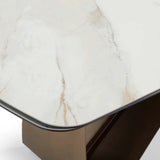 Lusso 180-260cm Italian Brushed Brass & Sunset Statuario Ceramic Marble Side Extending Dining Table