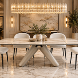 Leoni 160–240cm  Extending Dining Set with Lazio Ivory Bouclé Chairs