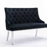 Louis Marble & Chrome Dining Table With Lion Knocker Velvet Chairs & High Back 130cm Bench