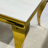 Elina 180cm Gold Marble Dining Table with Porado Chairs