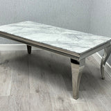 Sofia 150cm Grey Marble Table Set with 4 Majestic Grey Lion Knocker Chairs